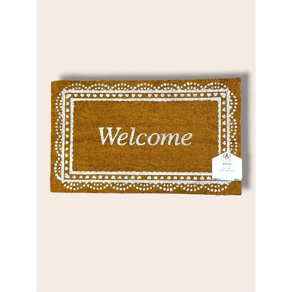 My Texas‎ House Multi Welcome Heart Lace Outdoor Coir Doormat, 18x30